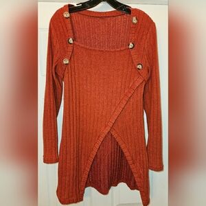 Elegant Rust Buttoned Cardigan